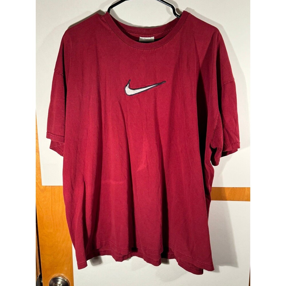 Vintage Nike Y2K Center Swoosh‎ Red Shirt Size XXL